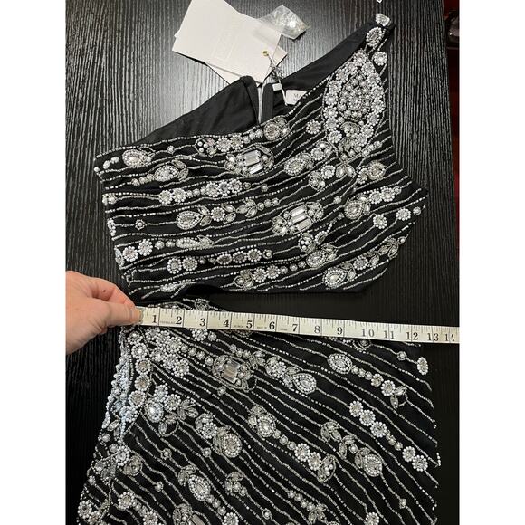 NWT Stunning Mac Duggal Beaded One Shoulder Open Waist Formal/Cocktail Gown - Picture 7 of 9